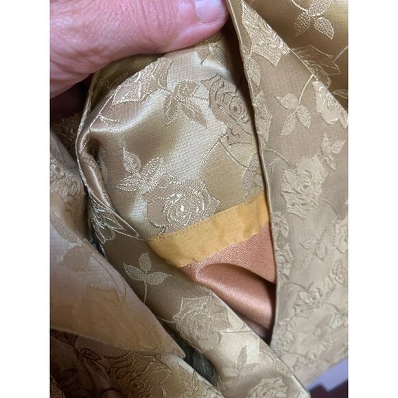 Vintage 1950s Women's Dress Set Gold Brocade Satin Roses 2 Piece Medium - Picture 13 of 13